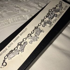 Sterling Antique Cars Charm Bracelet New on Card